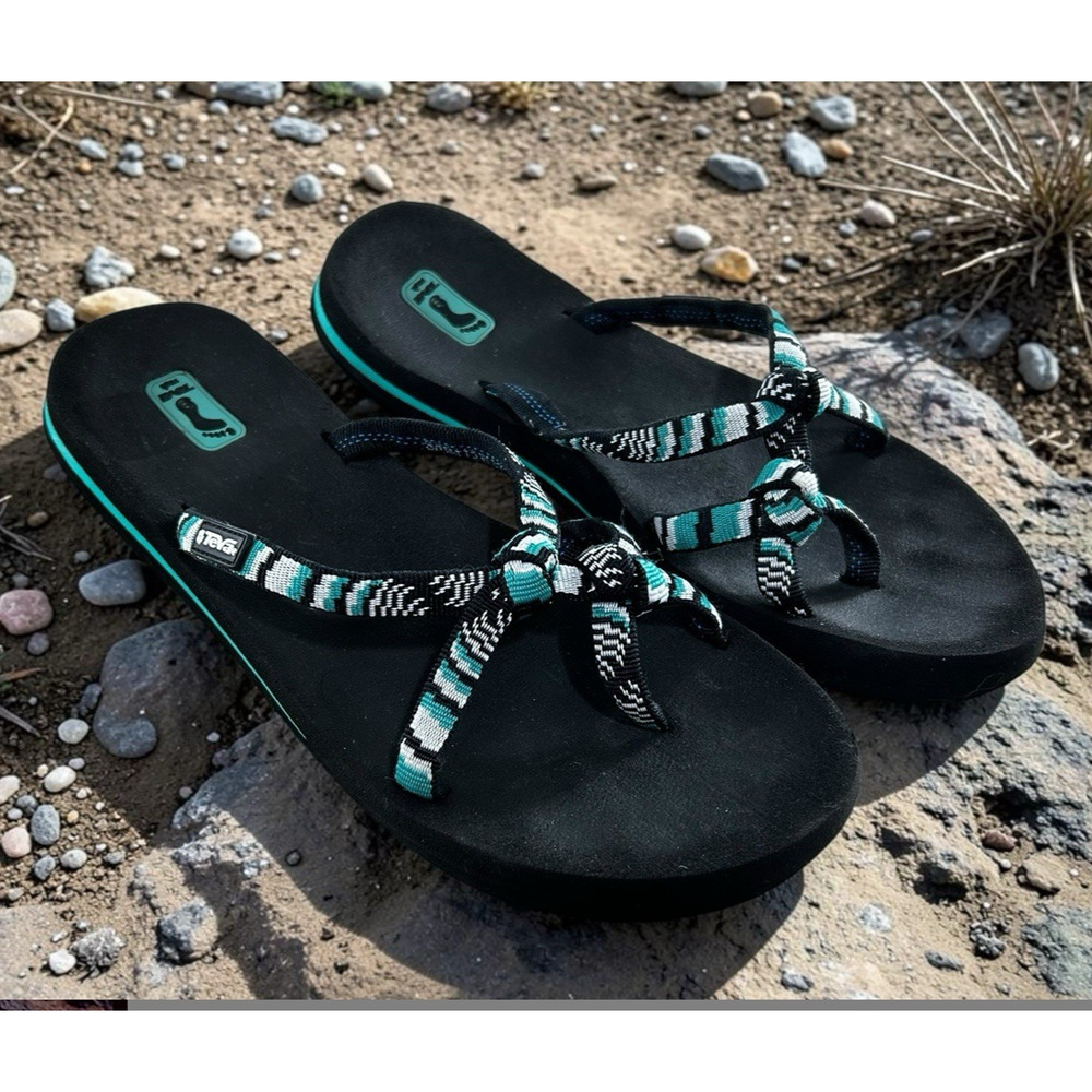 Teva Olowahu Mush Sandals Strappy Flip Flops Women's Sz 8 Teal Quick Dry 6415